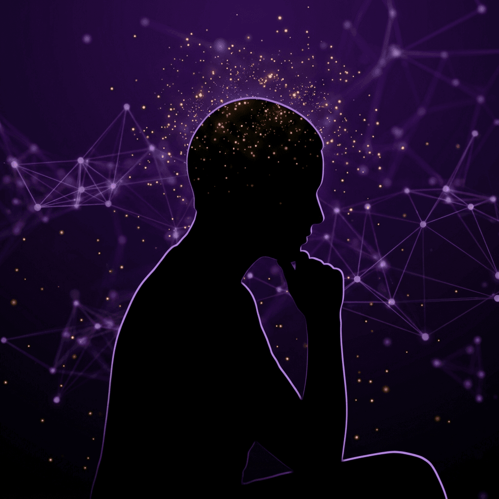 Blacked-out silhouette portrait of The AI Researcher